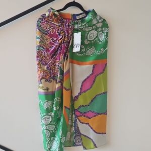 Zara Colorful Paisley Wrap Skirt